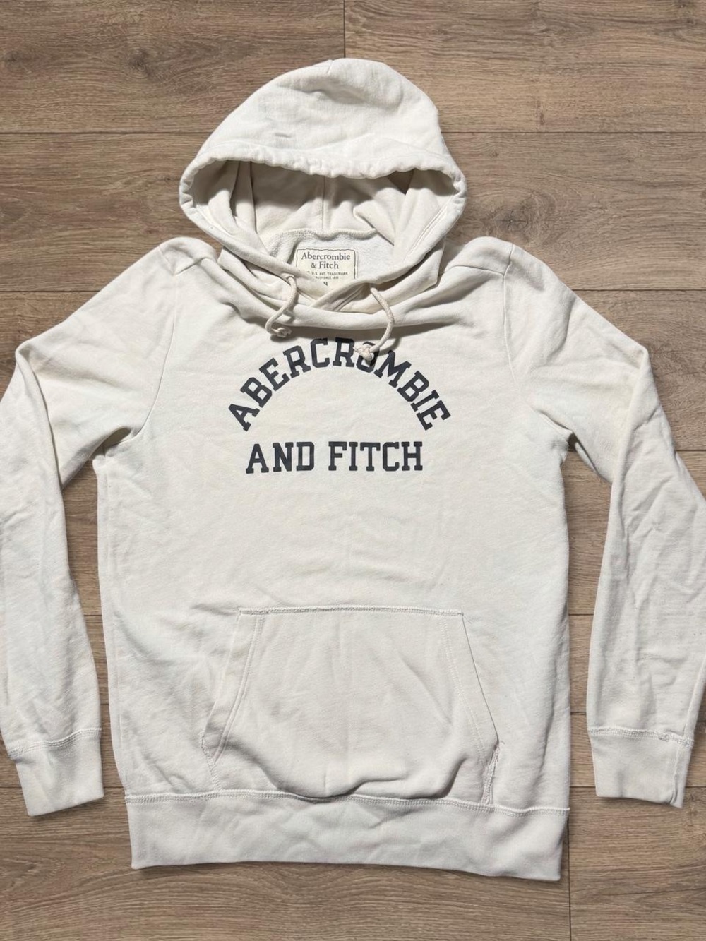 Abercrombie & Fitch Men's Cream Hoodie Sweatshirt